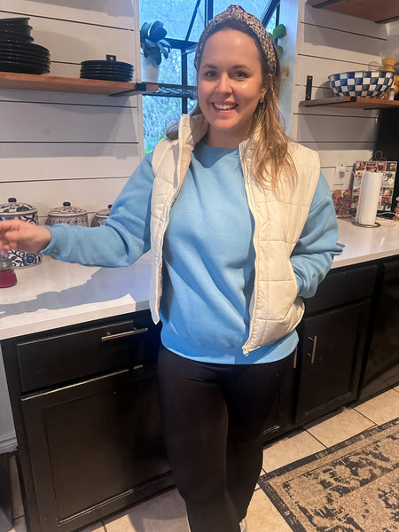 Solid Puffer Padded Warm Vest- Cream-K. Ellis Boutique