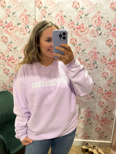 San Saba Corded Sweatshirt-purple-K. Ellis Boutique