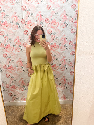 Karlie- Solid Mock Maxi Dress- Green-Midi/Maxi Dress-K. Ellis Boutique