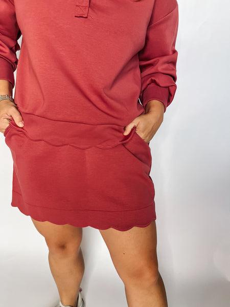 Scallop Henley Skirt Set- Rosewood-K. Ellis Boutique