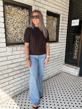 Denim Detail Sweater-Sweater-K. Ellis Boutique