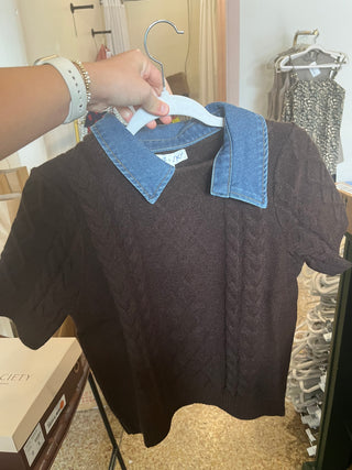 Denim Detail Sweater-Sweater-K. Ellis Boutique