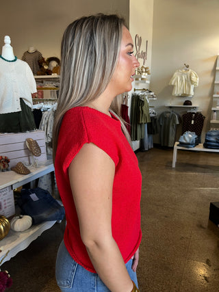 Red Hot Sweater Top-Short Sleeve Top-K. Ellis Boutique