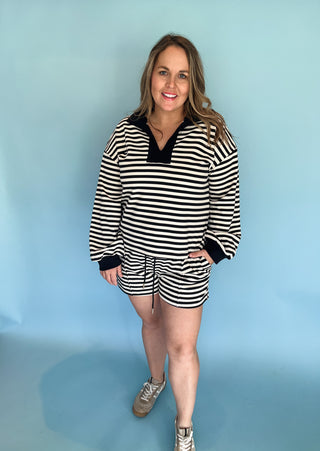 Tiffany Striped Contrast Set- Black-Set-K. Ellis Boutique