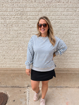 Stripe Comfy Casual Oversized Sweatshirt-Sweater-K. Ellis Boutique