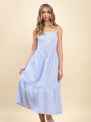 Lucy Striped Dress- Light Blue-Midi/Maxi Dress-K. Ellis Boutique