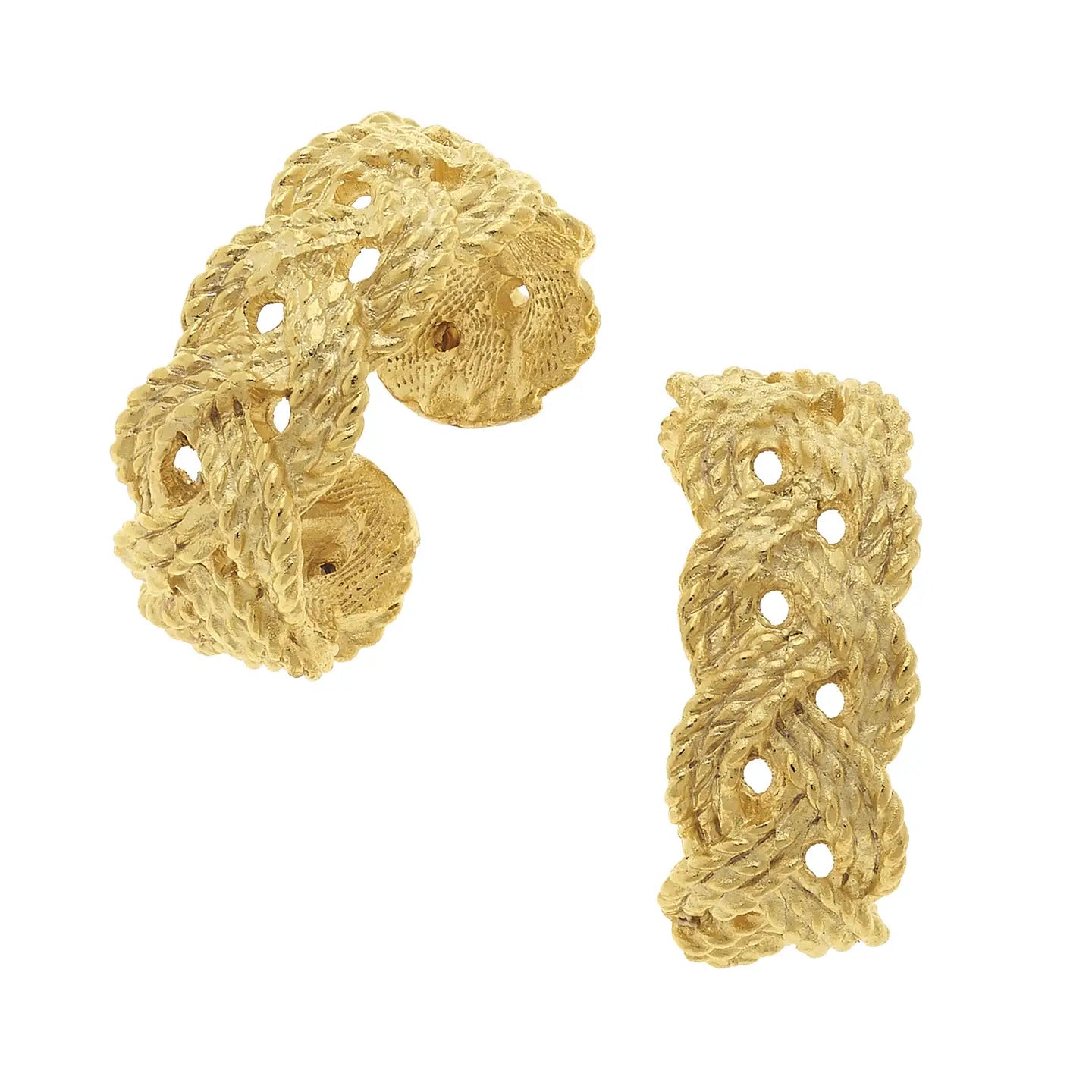 Susan Shaw- Gold Braided Hoop Earrings-K. Ellis Boutique