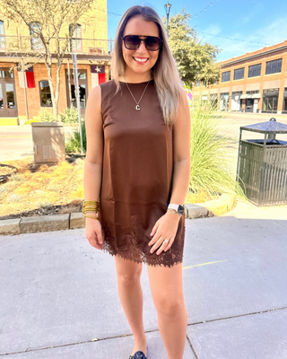 Cocoa Lace Mini Dress-Mini Dress-K. Ellis Boutique