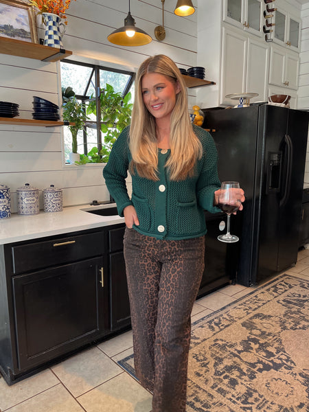 Embroidered Hem Denim- Leopard-K. Ellis Boutique