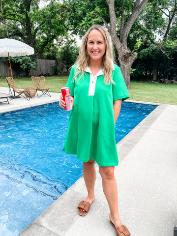 Collared Mini Dress- Green-K. Ellis Boutique