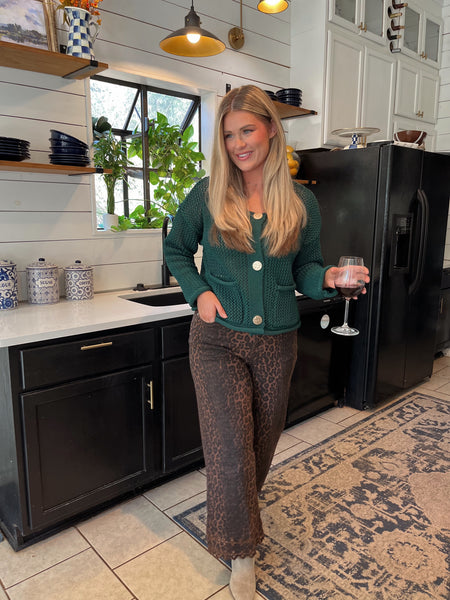 Knit Button Down Cardigan- Forest-K. Ellis Boutique