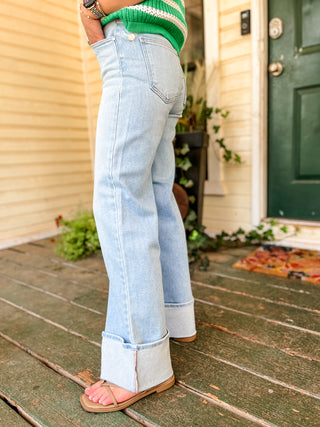 Just Black- Cuffed Palazzo- Light Denim-K. Ellis Boutique