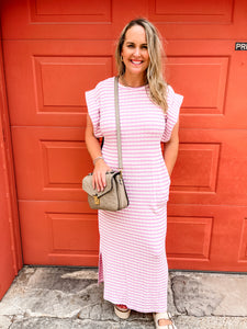 Textured Stripe Maxi Dress - Pink-K. Ellis Boutique