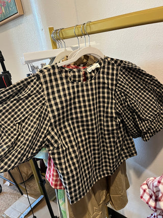 Gingham Grace Top- Black-Short Sleeve Top-K. Ellis Boutique