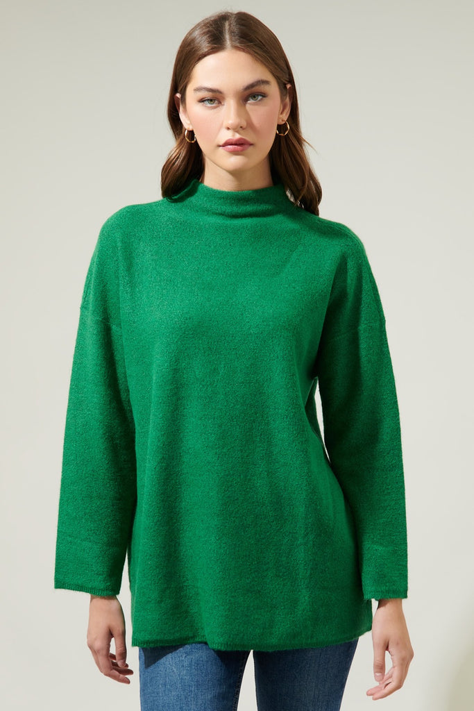 Loose Fit Tunic Sweater- Kelly Green – K. Ellis Boutique