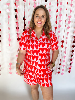Valentine's Pajama Set- Pink & Red-K. Ellis Boutique