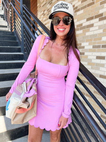 Scalloped Detail Athletic Mini Dress- Pink-K. Ellis Boutique