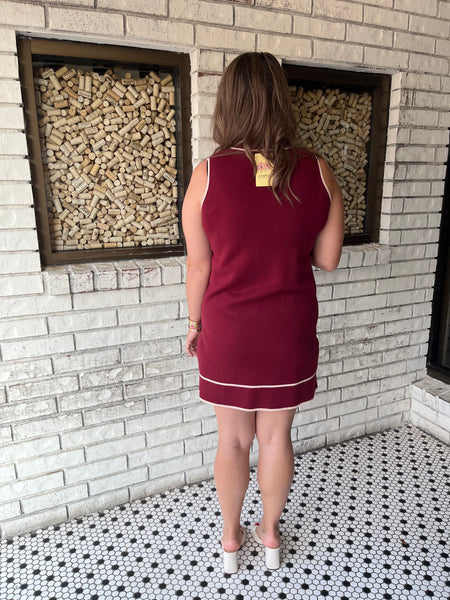 Solid Mock Neck Mini Dress- Merlot-K. Ellis Boutique