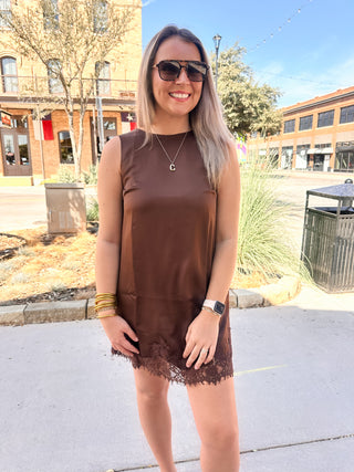 Cocoa Lace Mini Dress-Mini Dress-K. Ellis Boutique