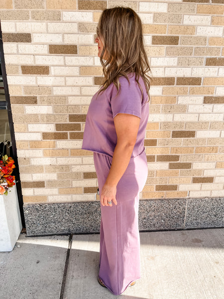 Tee and Wide Leg Pants Set- Mauve-K. Ellis Boutique