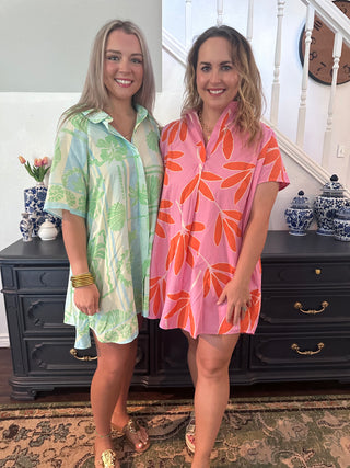 Palm Leaf Floral Dress-Mini Dress-K. Ellis Boutique