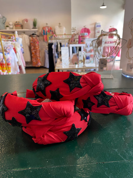 Emma Headband- Red/Black-K. Ellis Boutique