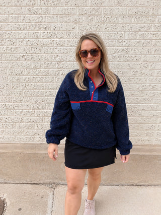 Contrast Trim Fleece Pullover-Jacket-K. Ellis Boutique