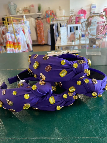 Football Purple and Gold Headband-K. Ellis Boutique