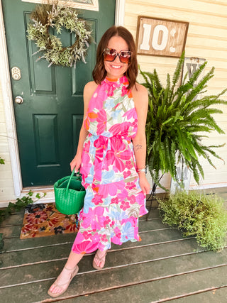 Calista Ruffle Midi Dress- Floral-Midi-K. Ellis Boutique
