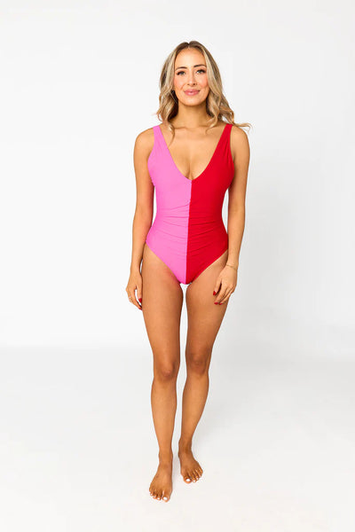 BUDDYLOVE MALEY COLORBLOCK ONE-PIECE SWIMSUIT - HOT PINK/RED-K. Ellis Boutique