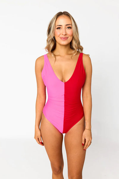 BUDDYLOVE MALEY COLORBLOCK ONE-PIECE SWIMSUIT - HOT PINK/RED-K. Ellis Boutique
