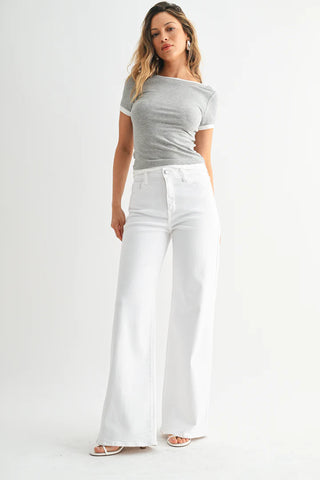 Just Black Denim- Stretchy Wide Leg- White-K. Ellis Boutique