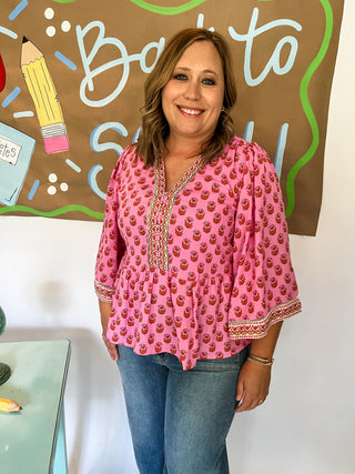 Monroe Top | Floral Foulard Pink-K. Ellis Boutique
