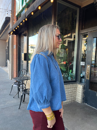 Dailee Denim Top-Short Sleeve Top-K. Ellis Boutique