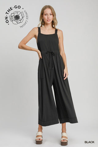 Sleeveless Cropped Leg Jumpsuit- Black-jumpsuits/rompers-K. Ellis Boutique