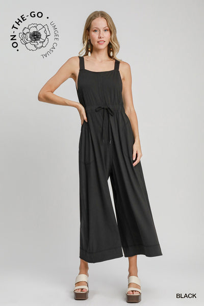 Sleeveless Cropped Leg Jumpsuit- Black-K. Ellis Boutique