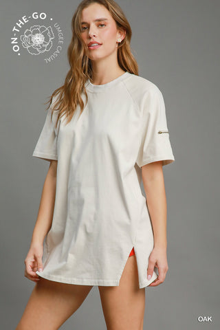 Washed Raglan Tunic- Oak-Mini Dress-K. Ellis Boutique