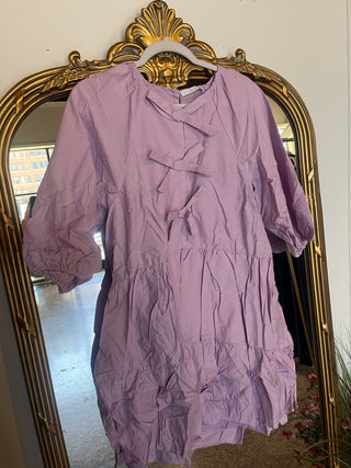 Karlie Solid Bow Poplin Dress - Lilac-K. Ellis Boutique