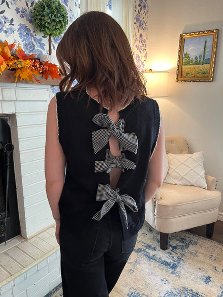 Boo Lace Patch Sweater Vest- Black-K. Ellis Boutique