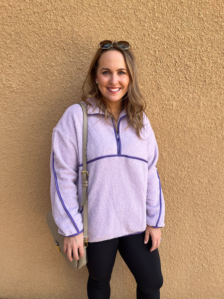 Fleece Quarter Zip- Lavender-K. Ellis Boutique