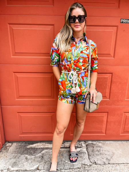 Karlie Tropical Island Romper- Multi-K. Ellis Boutique