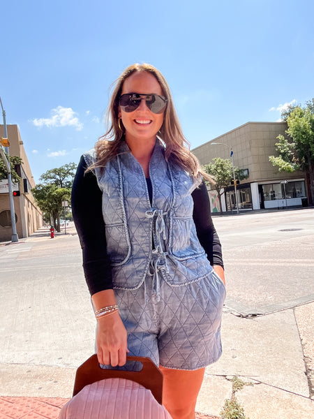 Quilted Denim Vest and Short Set-K. Ellis Boutique