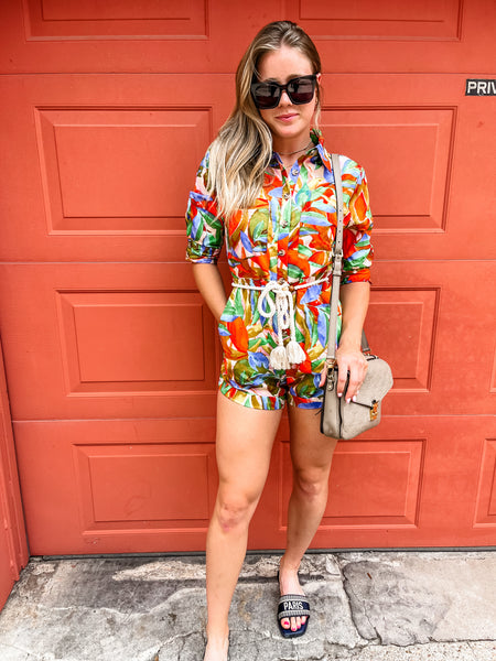 Karlie Tropical Island Romper- Multi-K. Ellis Boutique