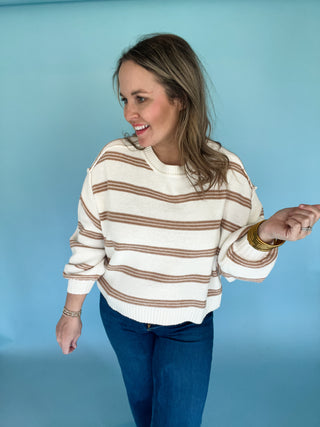 Lily Striped Sweater- Cream-K. Ellis Boutique