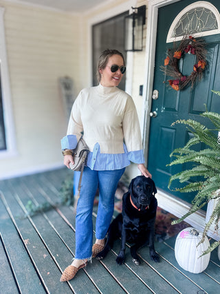 The East Coast Ecru Pinstripe Top-K. Ellis Boutique