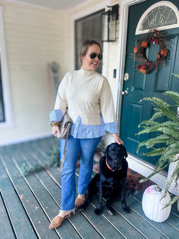 The East Coast Ecru Pinstripe Top-K. Ellis Boutique