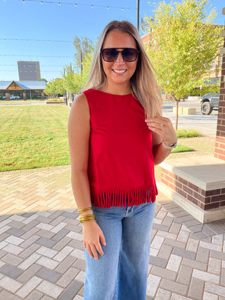 Sway Fringe Top-Sleeveless Top-K. Ellis Boutique
