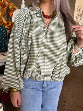 Olive Gingham Jacket-Jacket-K. Ellis Boutique