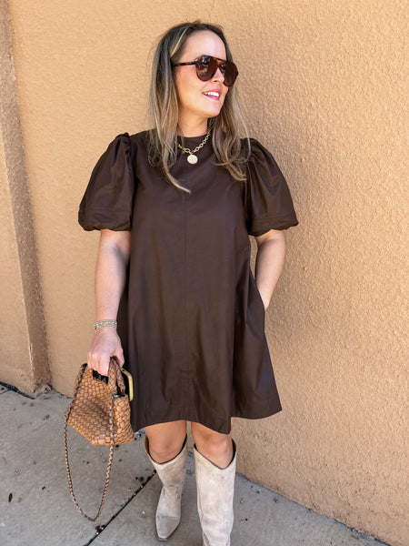 Leather Tunic Mini- Chocolate-K. Ellis Boutique