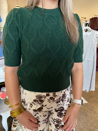 Evergreen Cable Knit Top-Short Sleeve Top-K. Ellis Boutique